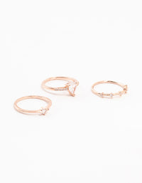 Rose Gold Plated Elegant Pear Stacking Rings 3-Pack - link has visual effect only