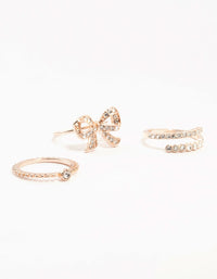 Rose Gold Precious Bow Ring 3-Pack - link has visual effect only