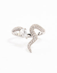 Rhodium Pave Cubic Zirconia Snake Ring - link has visual effect only