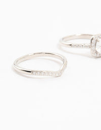 Rhodium Pointed & Halo Ring Pack - link has visual effect only