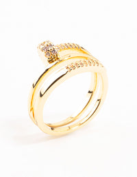 Gold Plated Cubic Zirconia Nail Wrapped Ring - link has visual effect only