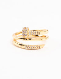 Gold Plated Cubic Zirconia Nail Wrapped Ring - link has visual effect only