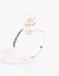 Silver Plated Dainty Cubic Zirconia Wrapped Ring - link has visual effect only