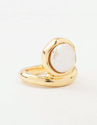 Gold Organic Pearl Band Ring - link has visual effect only