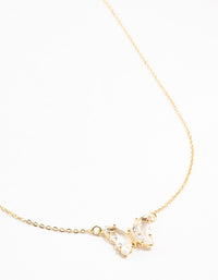 Gold Plated Clear Diamante Butterfly Necklace - link has visual effect only