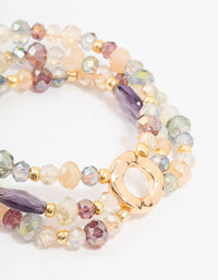 Faceted Bead Multirow Stretch Bracelet - link has visual effect only