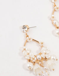 Gold Pearlised Flower Drop Earrings - link has visual effect only