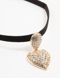 Gold & Black  Pave Diamante Heart Choker - link has visual effect only