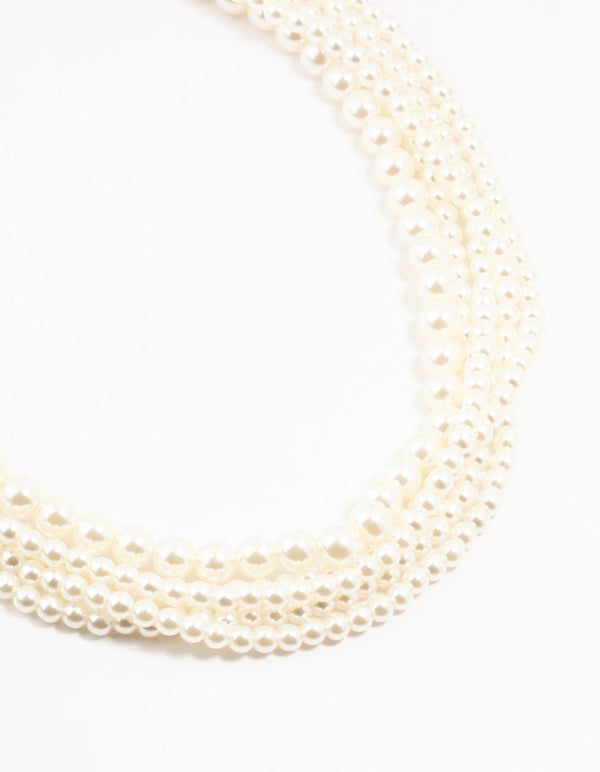 Beaded Multi Sized Pearls Layered Necklace