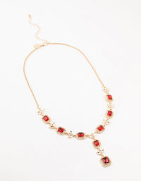 Gold Halo Red Diamante Y-Necklace - link has visual effect only