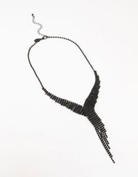 Black Coated Cup Chain Cascading Y-Necklace - link has visual effect only