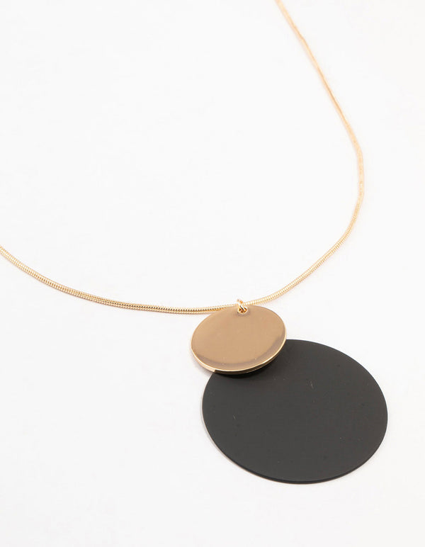 Black & Gold Layered Disc Necklace