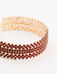 Gold & Red  Spikey 4 Row Diamante Wrist Cuff - link has visual effect only