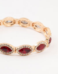 Gold Marquise Red  Diamante Stretch Bracelet - link has visual effect only