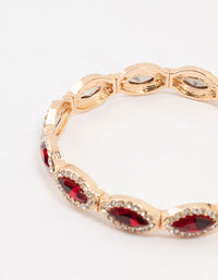 Gold Marquise Red  Diamante Stretch Bracelet - link has visual effect only