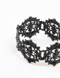 Black Coated Metal Lace Stretch Bracelet - link has visual effect only