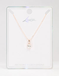 Rose Gold Czech Bohemia Crystal Solitaire Necklace - link has visual effect only