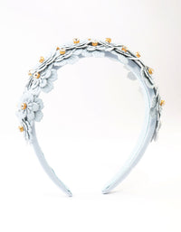 Blue PU Leather Fabric Cut Out Flower Headband - link has visual effect only