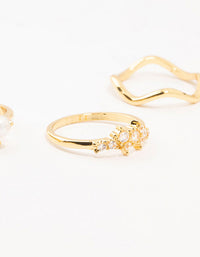 Gold Plated Pearl Cluster Rings 6-Pack - link has visual effect only