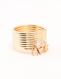 Gold Plated Crystal Mixed Cluster Spiral Ring - link has visual effect only