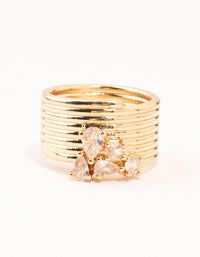 Gold Plated Crystal Mixed Cluster Spiral Ring - link has visual effect only