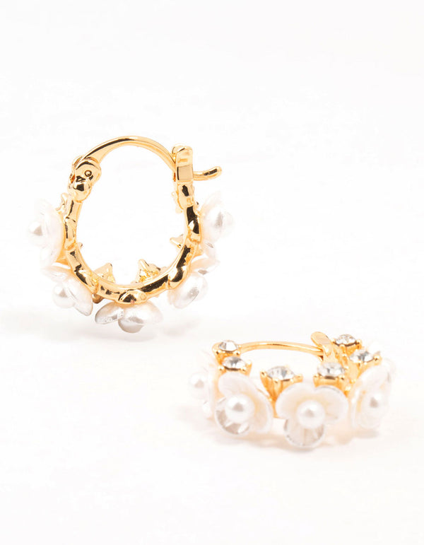 Gold Plated Mini Acrylic Flower Hoop Earrings