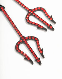 Red Diamante Pitchfork Drop Earrings - link has visual effect only