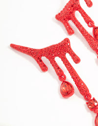 Red Blood Diamante Droplet Drop Earrings - link has visual effect only