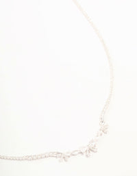 Silver Plated Dainty Bow Cubic Zirconia Tennis Necklace - link has visual effect only