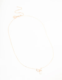 Rose Gold Plated Bow Freshwater Pearl Drop Necklace - link has visual effect only