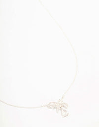 Silver Plated Bow & Pear Shaped Cubic Zirconia Drop Necklace - link has visual effect only