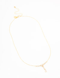 Real Gold Plated Baguette Cut Cubic Zirconia Bow Y-Necklace - link has visual effect only