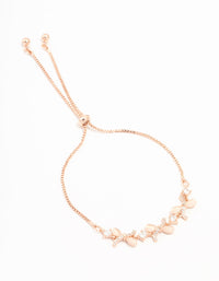 Rose Gold Plated Trio Woven Cubic Zirconia Pink Bows Toggle Bracelet - link has visual effect only