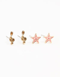 Gold Star Cow Girl Earrings 3-Pack - link has visual effect only