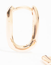 Rose Gold Plated Sterling Silver Sleek Oval Huggie Earrings - link has visual effect only