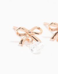 Rose Gold Plated Sterling Silver Bow And Pear Shaped Cubic Zirconia Stud Earrings - link has visual effect only