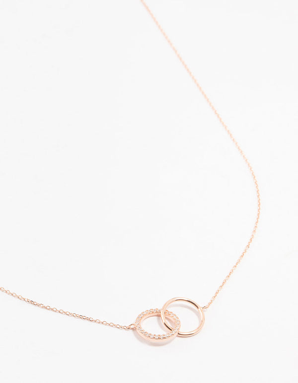 Gold Plated Sterling Silver Pave Link Hoop Necklace