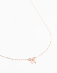 Rose Gold Plated Sterling Silver Cubic Zirconia Bow Necklace - link has visual effect only