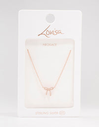 Rose Gold Plated Sterling Silver Cubic Zirconia Bow Necklace - link has visual effect only