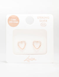 Rose Gold Plated Sterling Silver Pave Set Cubic Zirconia Heart Stud Earrings - link has visual effect only