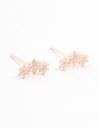 Gold Plated Sterling Silver Cubic Zirconia Flower Trio Stud Earrings - link has visual effect only