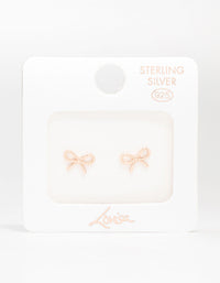 Rose Gold Plated Sterling Silver Bow Stud Earrings - link has visual effect only