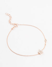 Rose Gold Plated Sterling Silver Cubic Zirconia Flower Bracelet - link has visual effect only