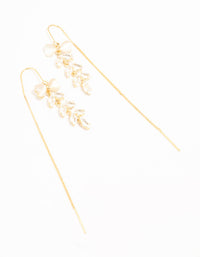 Real Gold Plated Cubic Zirconia Bow Vine Drop Earrings - link has visual effect only