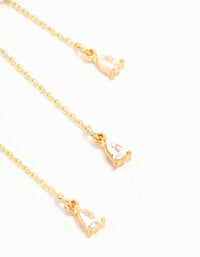 Real Gold Plated Cubic Zirconia Double Bow & Chain Earrings - link has visual effect only