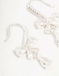 Silver Plated Pear Cut Cubic Zirconia  Bow Hook Earrings - link has visual effect only