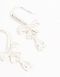 Silver Plated Pear Cut Cubic Zirconia  Bow Hook Earrings - link has visual effect only