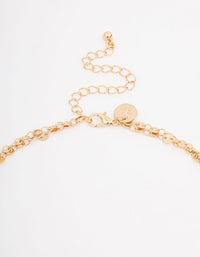 Gold Plated Round Link Layered Y-Necklace - link has visual effect only