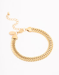 Gold Plated Flat Weave Chain Bracelet - link has visual effect only