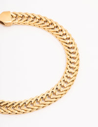 Gold Plated Flat Weave Chain Bracelet - link has visual effect only